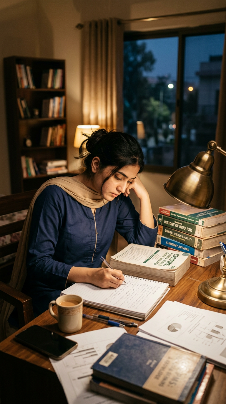 Pakistani aspirant studying for competitive exams